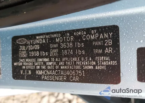 2010 Hyundai Accent Gls from USA, damaged, VIN KMHCN4AC7AU406751